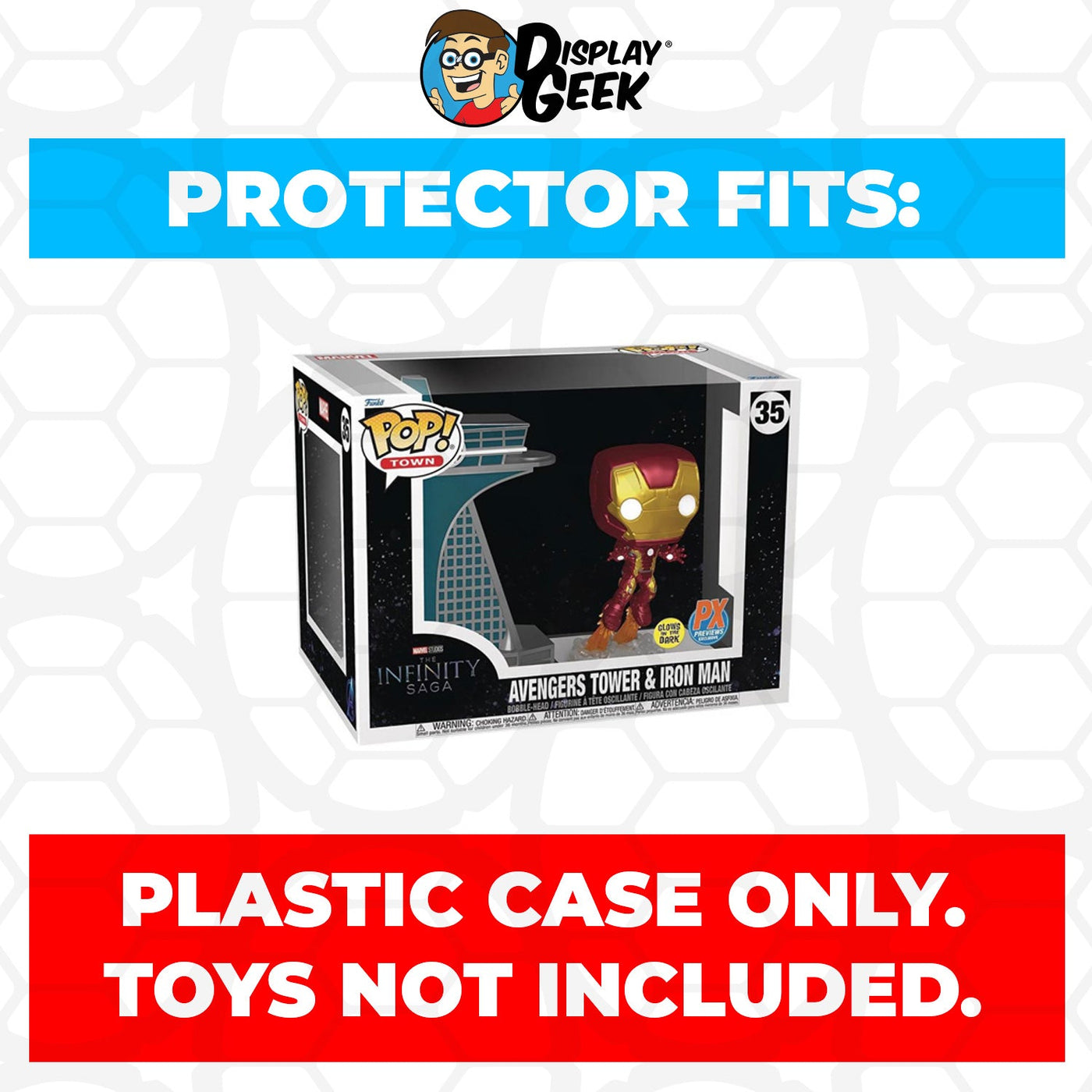 Funko POP! Town Avengers Tower & Iron Man Glow in the Dark #35 Pop Protector Size CONFIRMED!