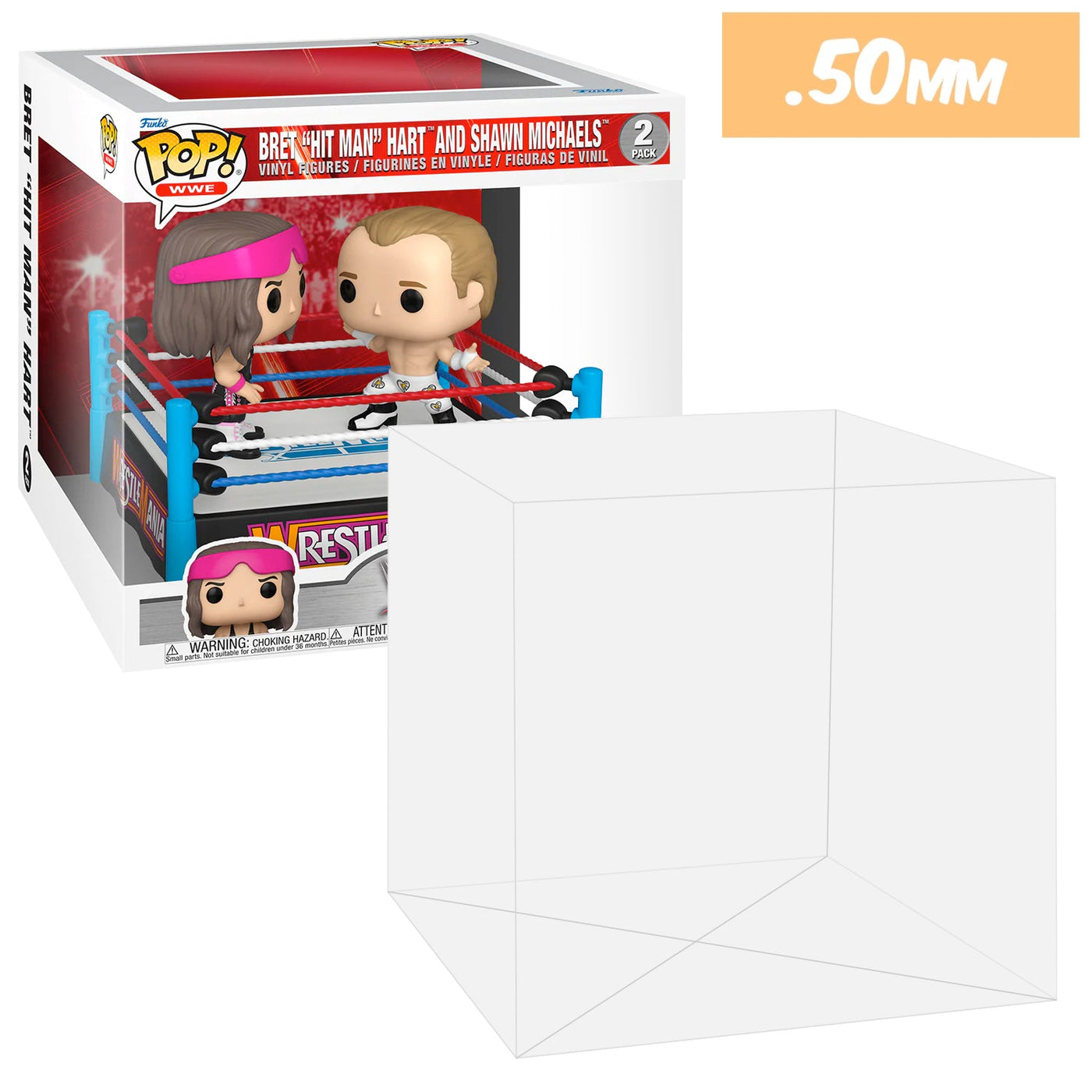 Funko POP! 2 Pack WWE Bret Hit Man Hart and Shawn Michaels Pop Protector Size CONFIRMED by Display Geek