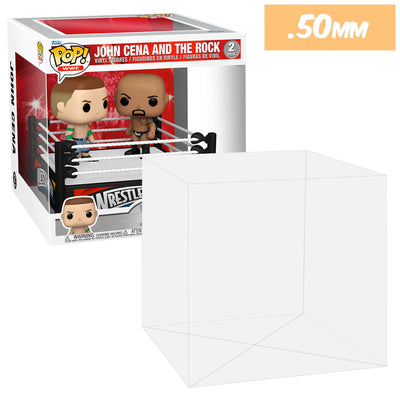 Funko POP! 2 Pack WWE John Cena and The Rock Pop Protector Size CONFIRMED by Display Geek