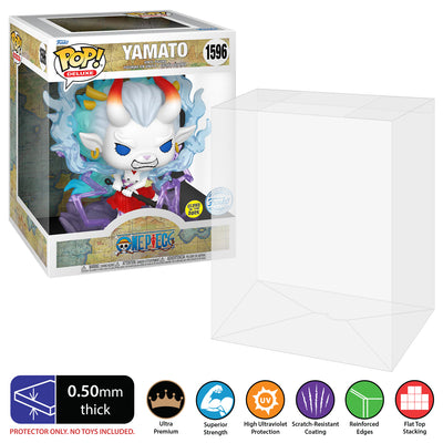 0.50mm thick funko pop protector for one piece yamato glow 1596 pop deluxe box. uv resistant eco pop shield for your vaulted vinyl figures by Display Geek and Kollector Protector