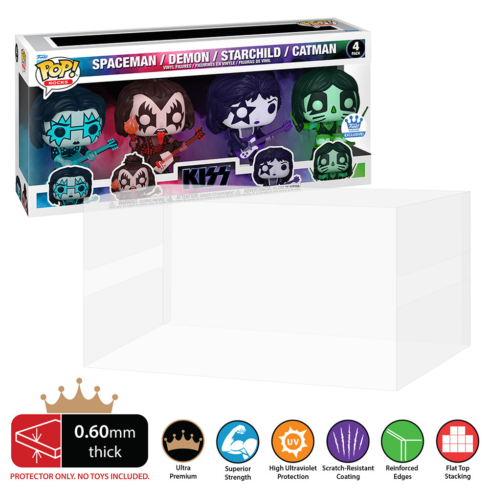 4 Pack Box Funko Pop Protectors - 0.60mm Thick UV Resistant Funko Pop Shield Protectors - The Best Quality Ultra Premium, Superior Strength, High Ultraviolet Protection, Scratch Resistant Coating, Reinforced Edges, Flat Top Stacking