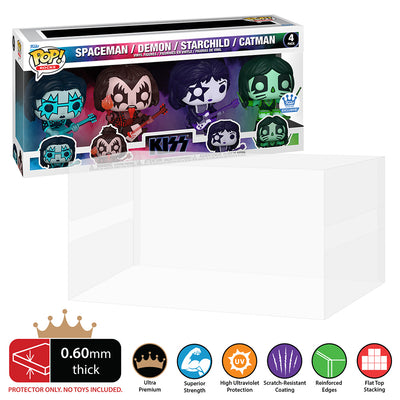 4 Pack Box Funko Pop Protectors - 0.60mm Thick UV Resistant Funko Pop Shield Protectors - The Best Quality Ultra Premium, Superior Strength, High Ultraviolet Protection, Scratch Resistant Coating, Reinforced Edges, Flat Top Stacking