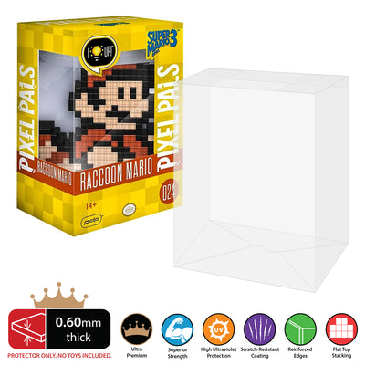 Pixel Pals - 0.60mm Thick UV Resistant Funko Pop Shield Protectors - The Best Quality Ultra Premium, Superior Strength, High Ultraviolet Protection, Scratch Resistant Coating, Reinforced Edges, Flat Top Stacking