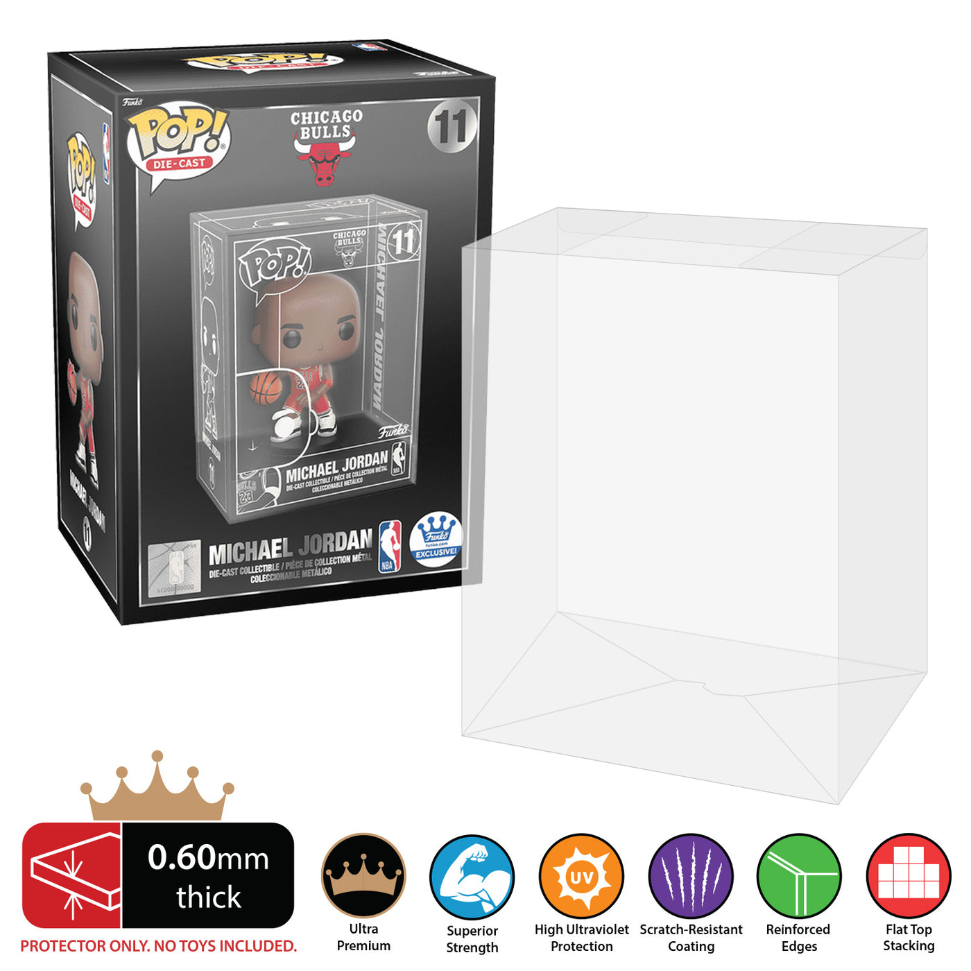 POP DIE-CAST OUTER BOX Pop Protectors for Funko (0.60mm thick, UV & Scratch Resistant) 7.25h x 5.25w x 4d
