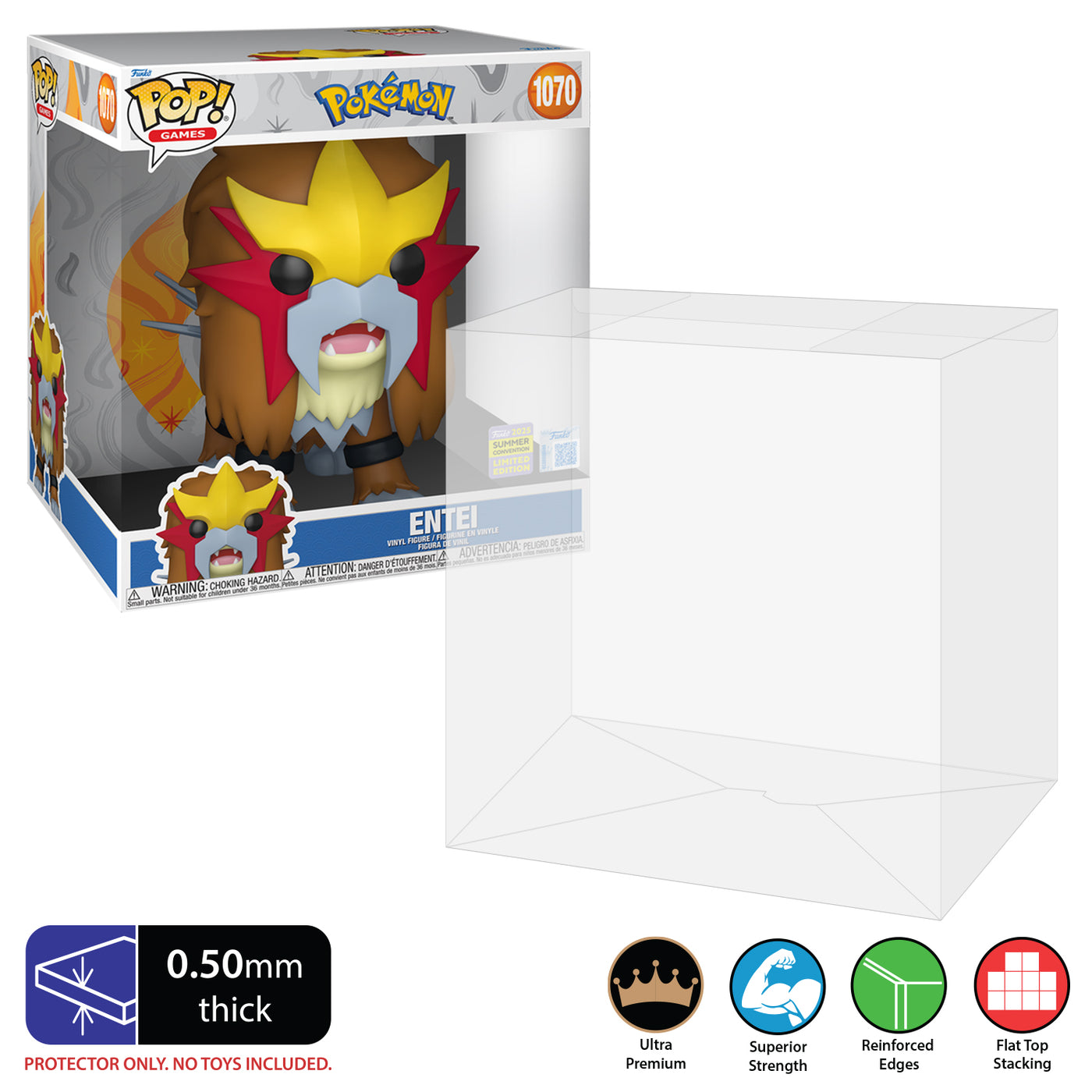 10 inch Wide Deep Jumbo - Funko Pop Protectors (0.50mm thick) Fits 13h