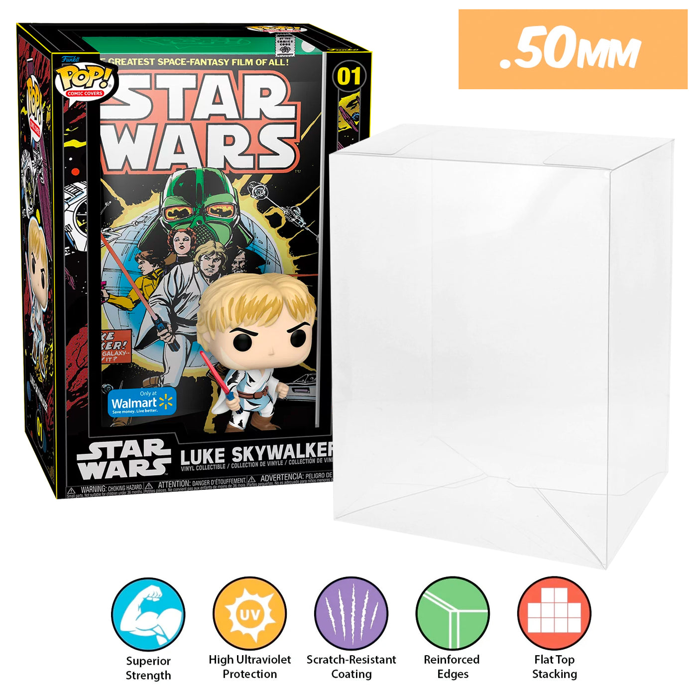 star wars pop comic covers boba fett luke skywalker best funko pop protectors thick strong uv scratch flat top stack vinyl display geek plastic shield vaulted eco armor fits collect protect display case kollector protector