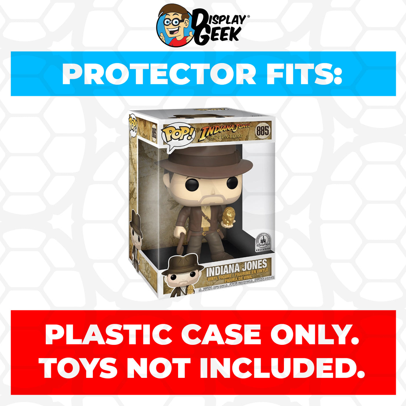 Pop Protector for 10 inch Indiana Jones #885 Jumbo Funko Pop on The Protector Guide App by Display Geek