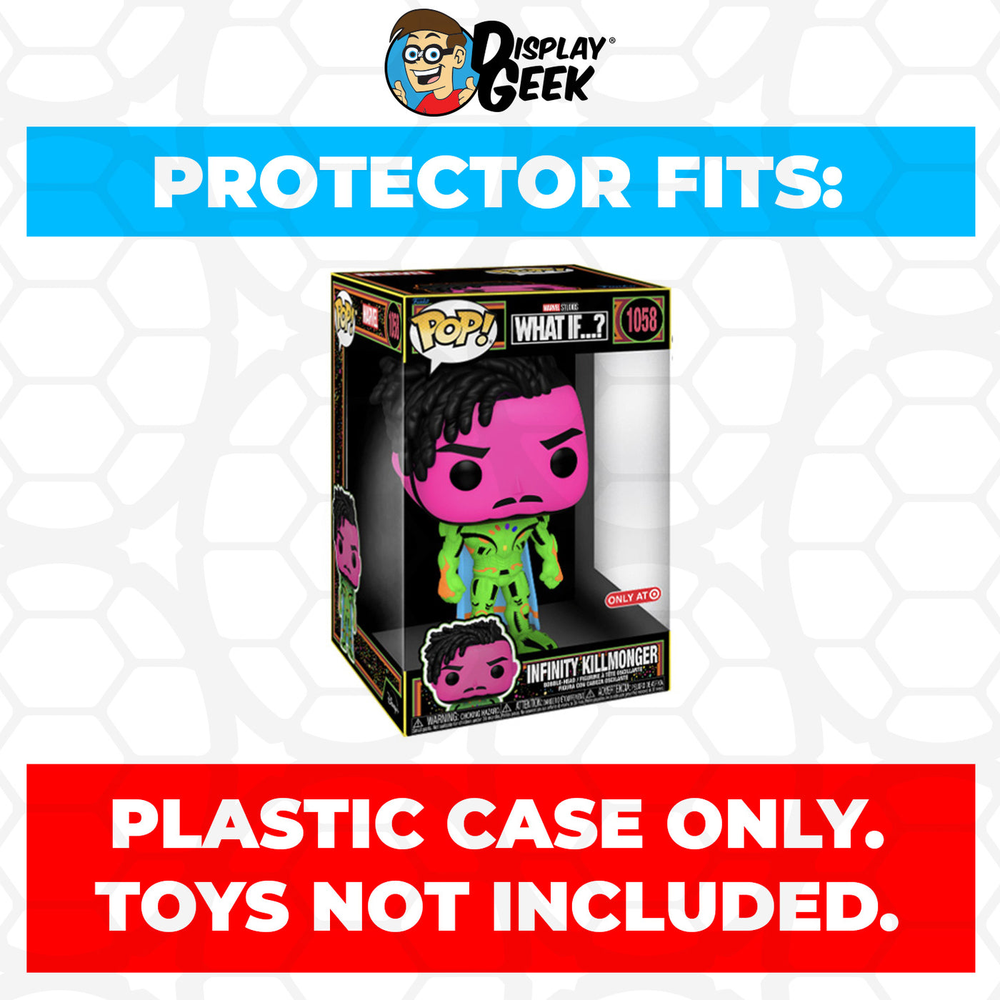 Pop Protector for 10 inch Infinity Killmonger Blacklight #1058 Jumbo Funko Pop on The Protector Guide App by Display Geek