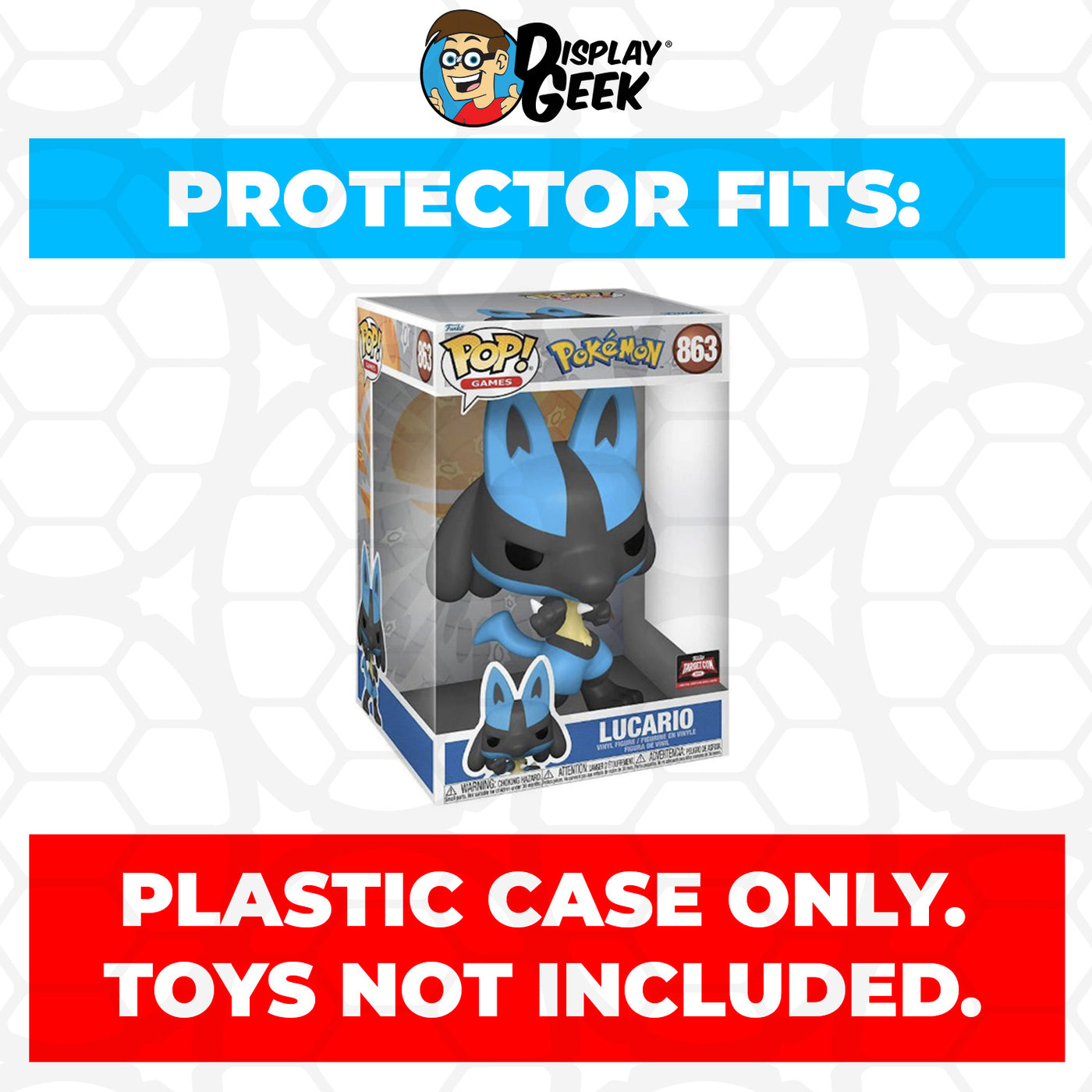 Pop Protector for 10 inch Lucario #863 Jumbo Funko Pop on The Protector Guide App by Display Geek