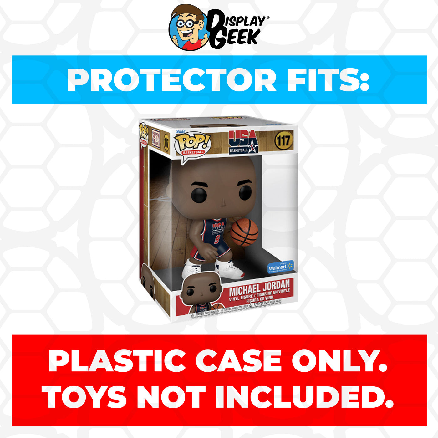 Pop Protector for 10 inch Michael Jordan Team USA #117 Jumbo Funko Pop on The Protector Guide App by Display Geek