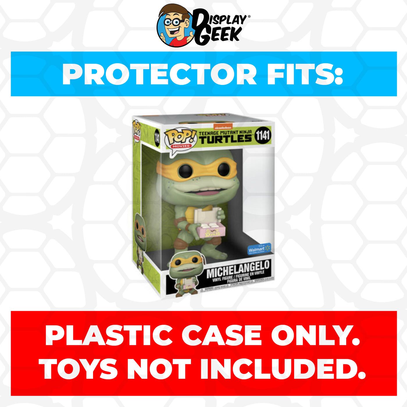 Pop Protector for 10 inch Michelangelo with Donuts #1141 TMNT Jumbo Funko Pop on The Protector Guide App by Display Geek