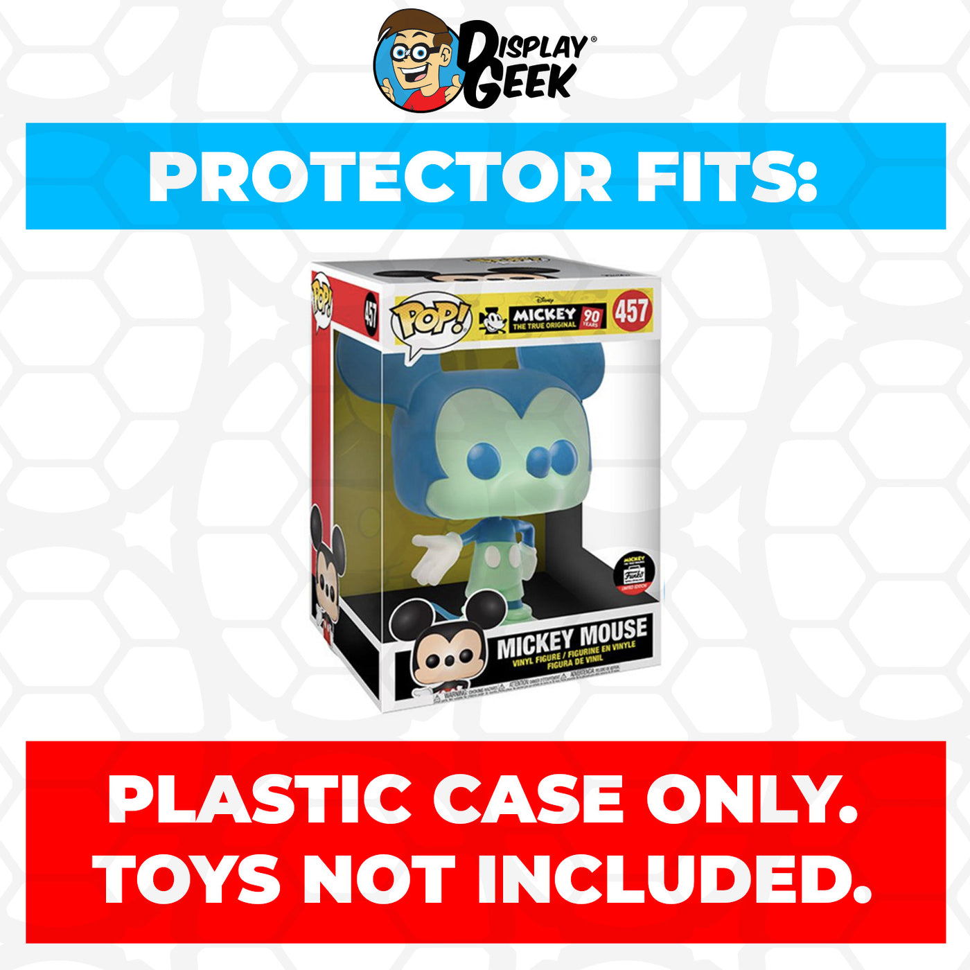 Pop Protector for 10 inch Mickey Mouse Blue & Green #457 Jumbo Funko Pop on The Protector Guide App by Display Geek