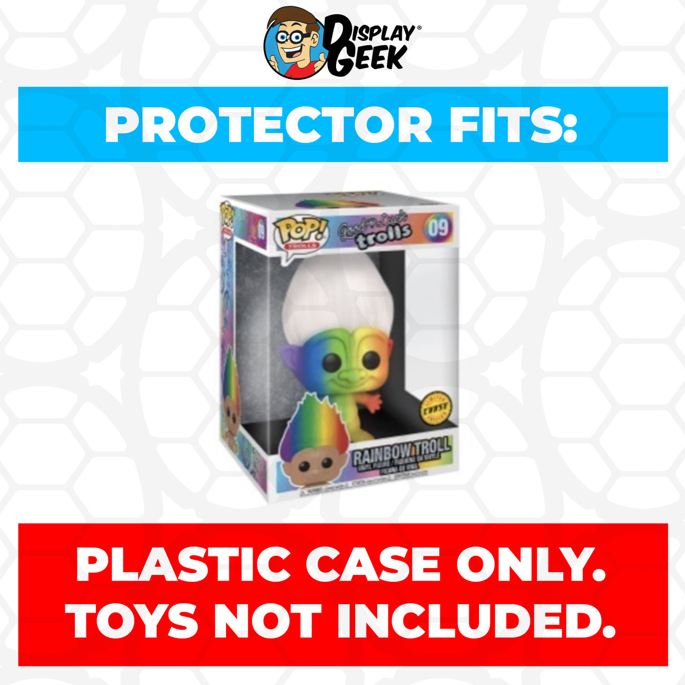 Pop Protector for 10 inch Rainbow Troll Chase #09 Jumbo Funko Pop on The Protector Guide App by Display Geek