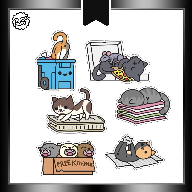 100% Soft: Stickers, Trash Kitties (S3) (6-PK)