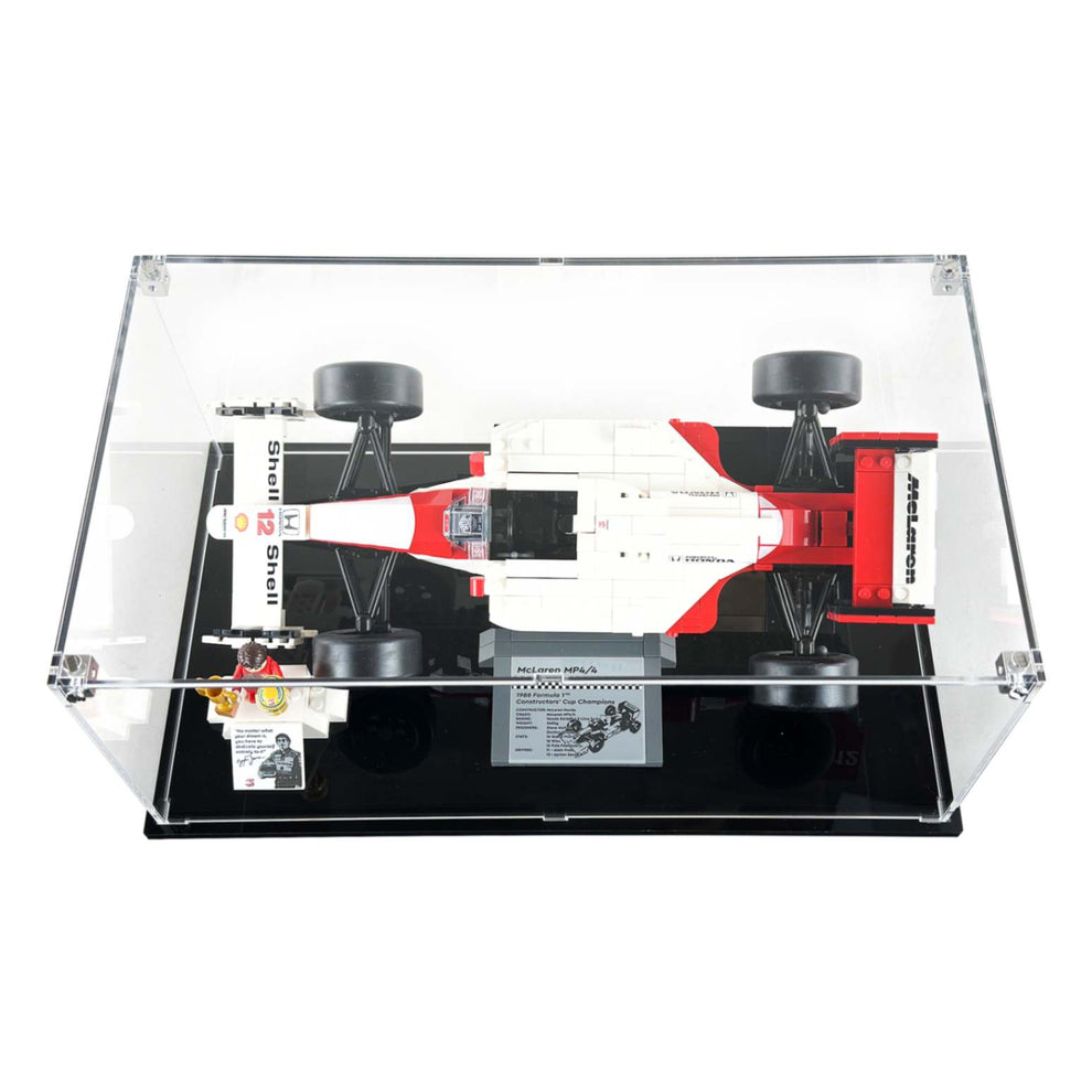 LEGO 10330 - Custom Acrylic Display Case for Icons McLaren MP4/4 & Ayrton Senna (6h x 14.2w x 8d) by Display Geek Flying Box 3mm thick dust and dirt protection