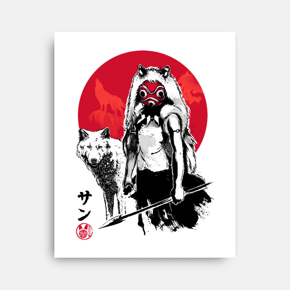 Wolf Girl Sumi-e - Wall Art