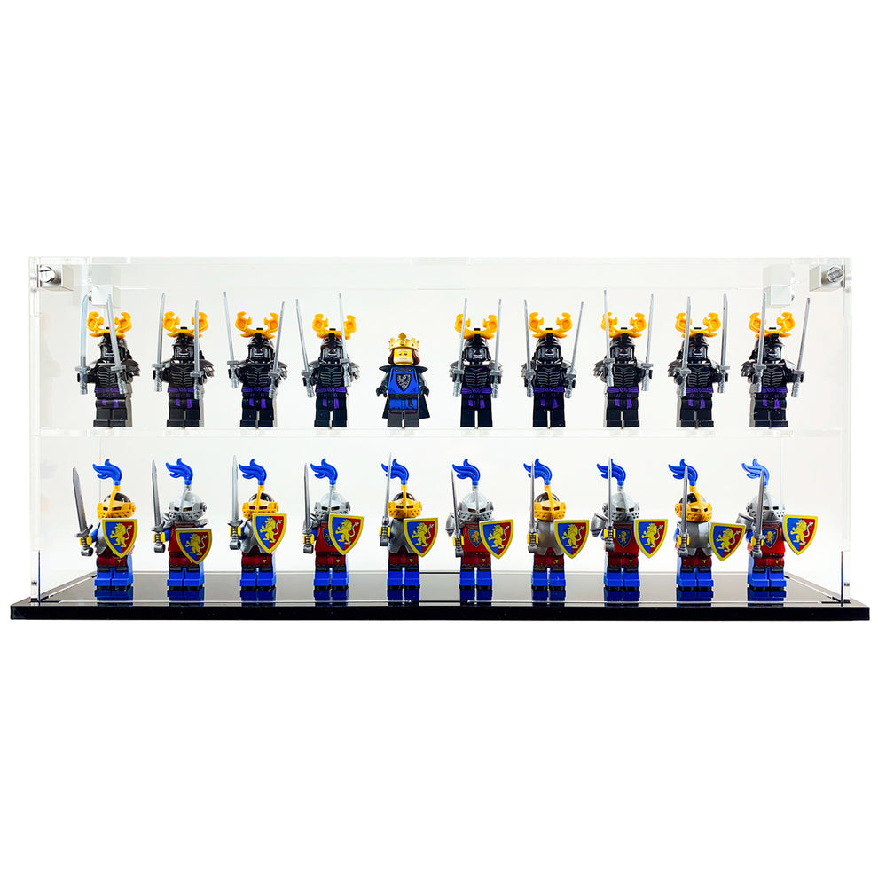Display Geek Flying Box 3mm Thick Custom Acrylic Display Case for 20 LEGO Minifigures 6h x 14w x 2.5d