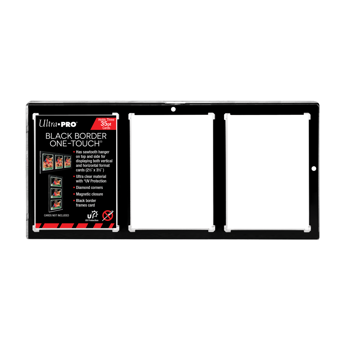 3-Card Wall Mount Display Case for 35pt Trading Cards (UV ONE-TOUCH Magnetic Holder)