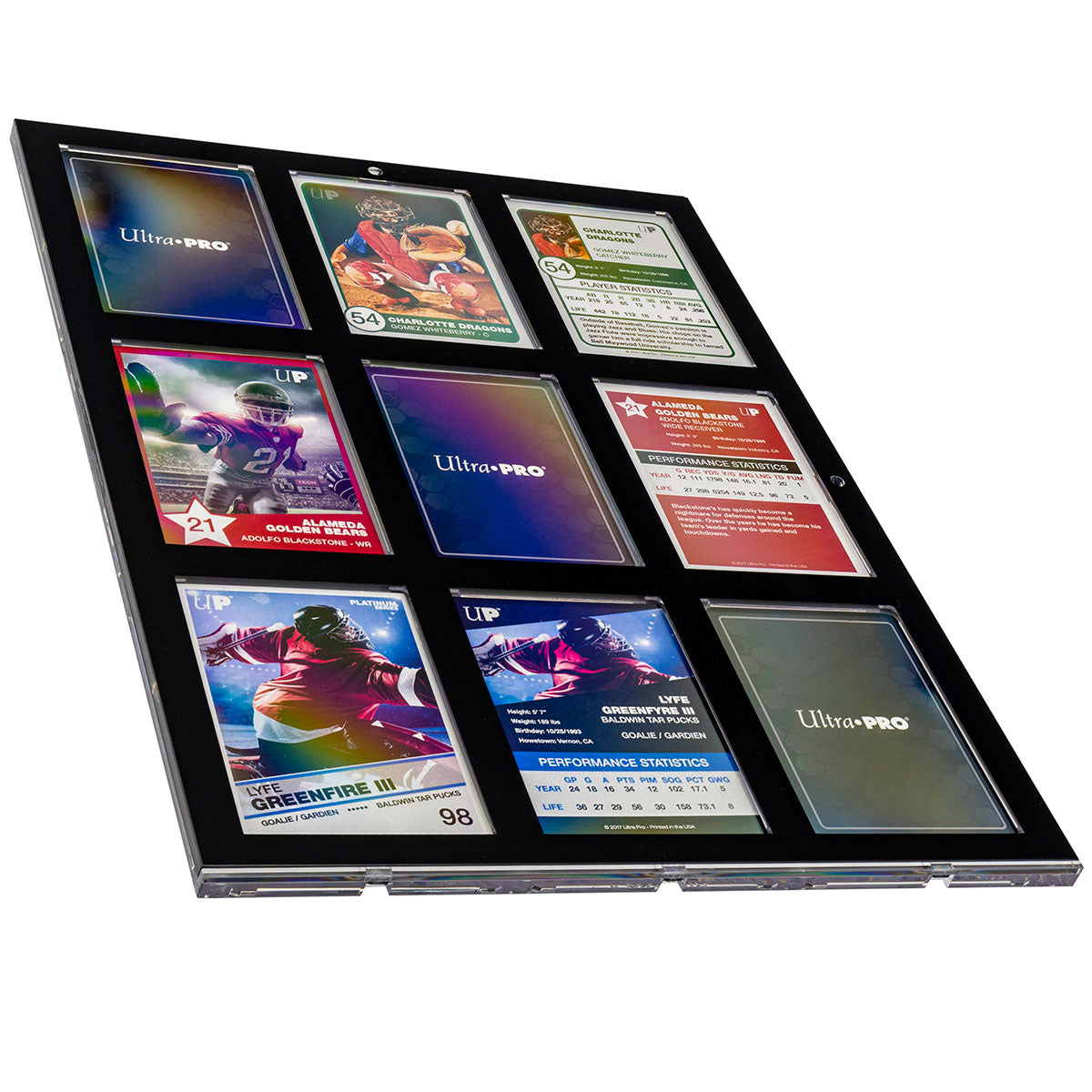 9-Card Wall Mount Display Case for 35pt Trading Cards (UV ONE-TOUCH Magnetic Holder)