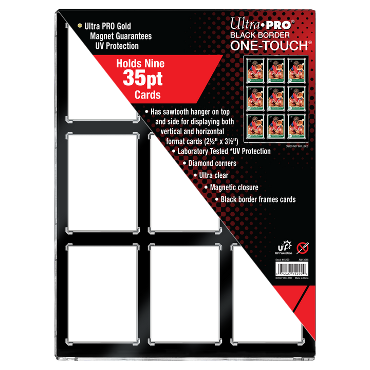 9-Card Wall Mount Display Case for 35pt Trading Cards (UV ONE