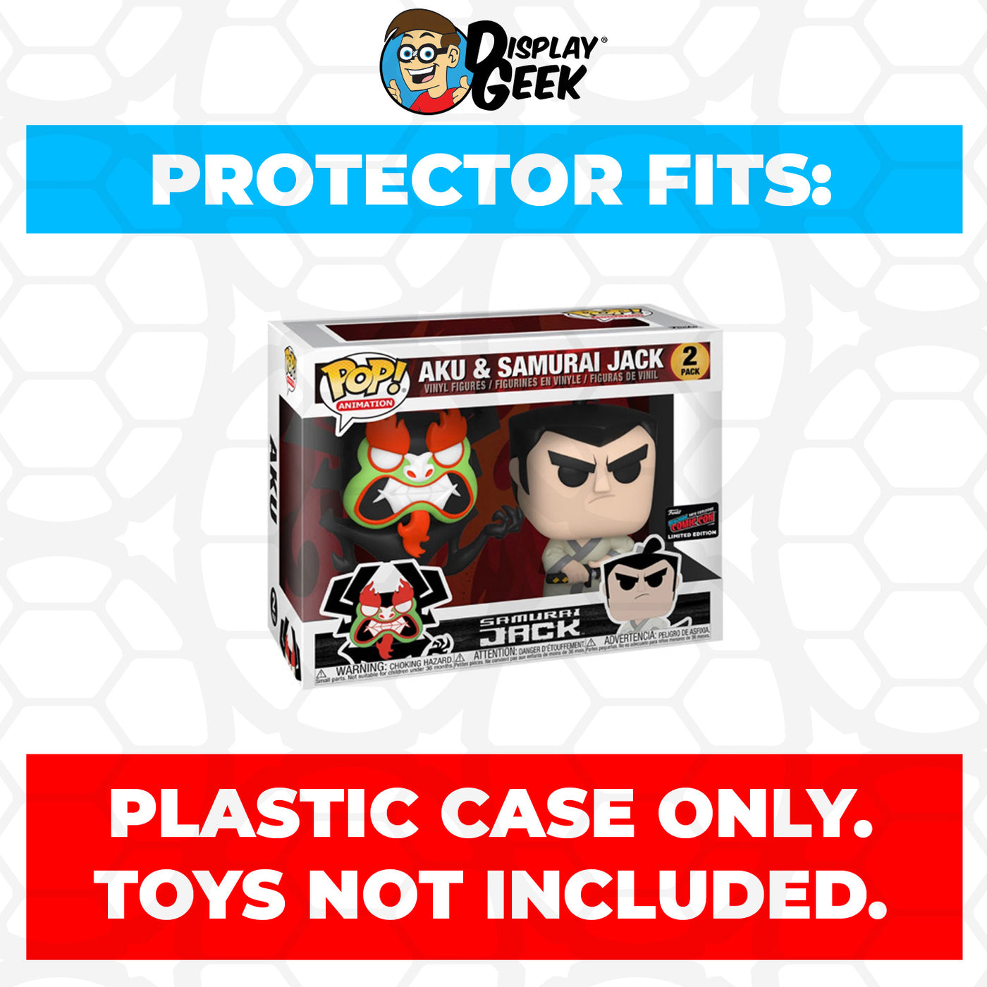 Pop Protector for 2 Pack Aku & Samurai Jack NYCC Funko Pop on The Protector Guide App by Display Geek