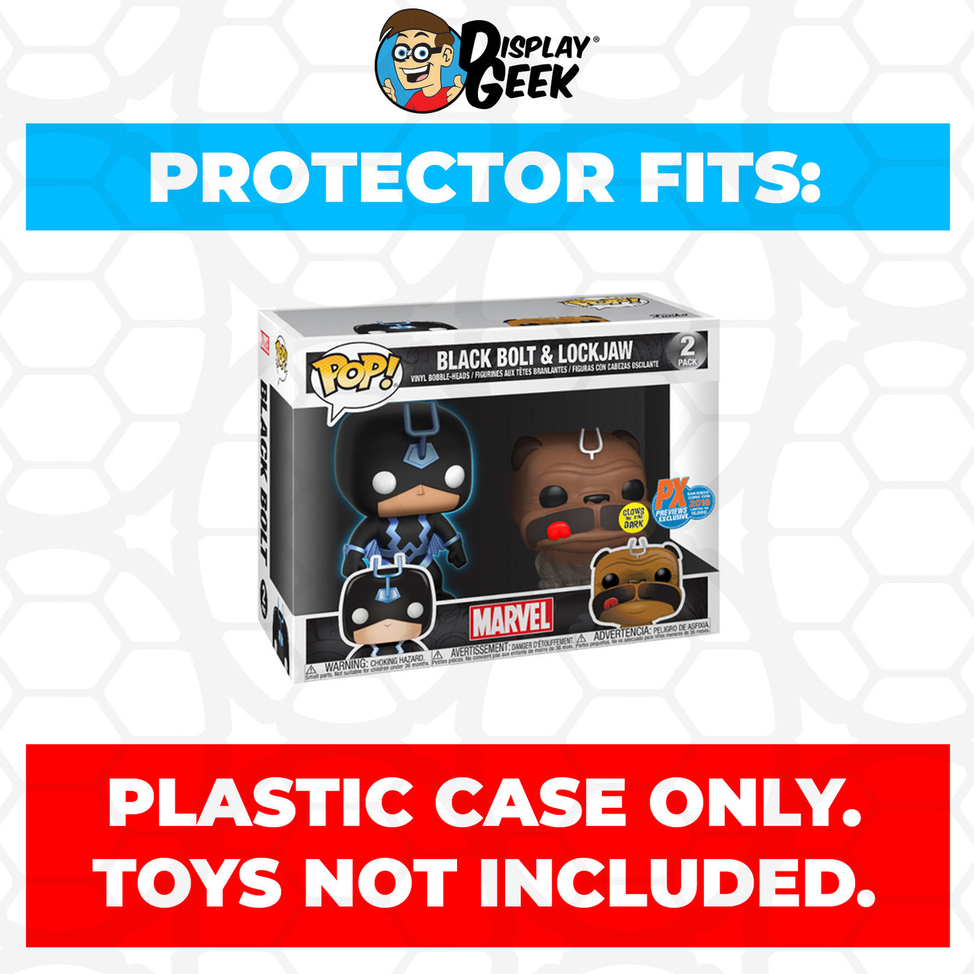 Pop Protector for 2 Pack Black Bolt & Lockjaw Glow SDCC Funko Pop on The Protector Guide App by Display Geek