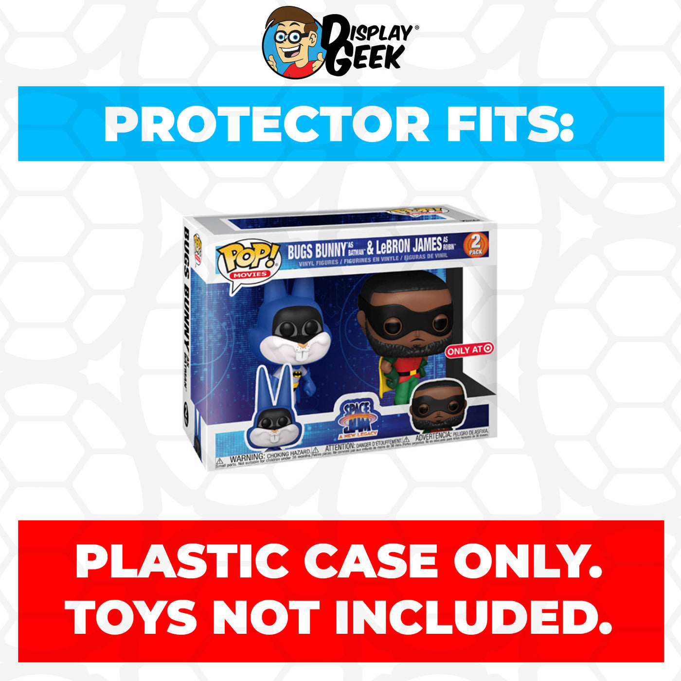 Pop Protector for 2 Pack Bugs Bunny as Batman & LeBron James as Robin Funko Pop on The Protector Guide App by Display Geek