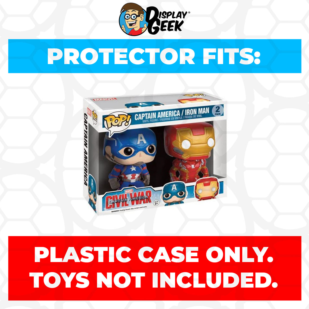 Pop Protector for 2 Pack Captain America Iron Man Civil War Fye Funko Pop by Kollector Protector