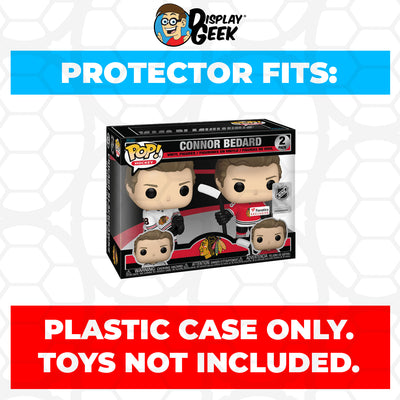 Pop Protector for 2 Pack Blackhawks Connor Bedard Funko Pop on The Protector Guide App by Display Geek