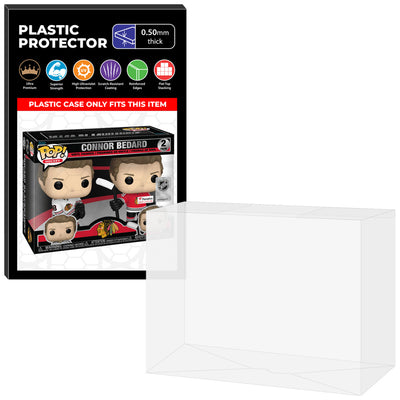 Pop Protector for 2 Pack Blackhawks Connor Bedard Funko Pop on The Protector Guide App by Display Geek