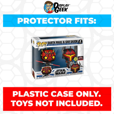 Pop Protector for 2 Pack Darth Maul & Gar Saxon Glow in the Dark Funko Pop on The Protector Guide App by Display Geek