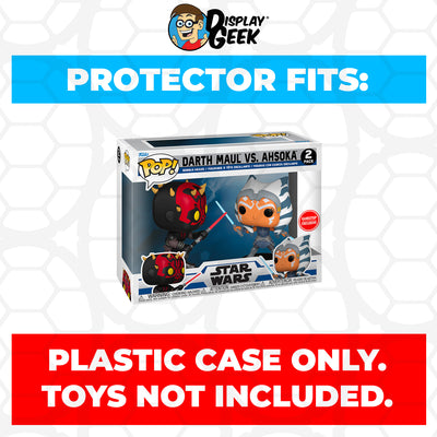 Pop Protector for 2 Pack Darth Maul vs Ahsoka Funko Pop on The Protector Guide App by Display Geek