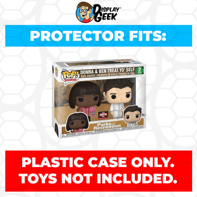 Pop Protector for 2 Pack Donna & Ben Treat Yo' Self Funko Pop on Display Geek and The Pop Protector Guide App