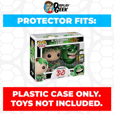 Pop Protector for 2 Pack Dr. Peter Venkman & Slimer Metallic SDCC Funko Pop on The Protector Guide App by Display Geek