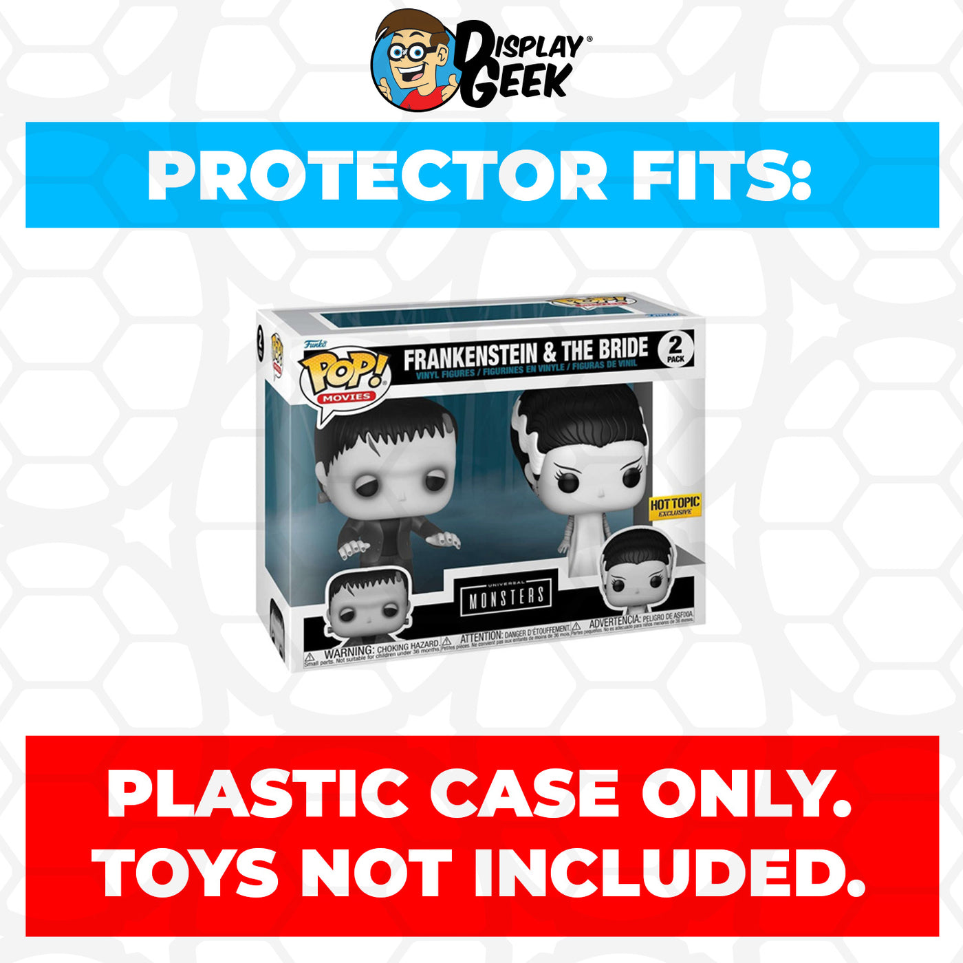 Pop Protector for 2 Pack Frankenstein & The Bride Funko Pop on The Protector Guide App by Display Geek