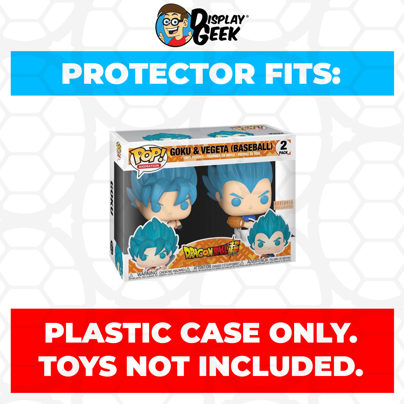 Pop Protector for 2 Pack Goku & Vegeta Baseball Funko Pop on The Protector Guide App by Display Geek