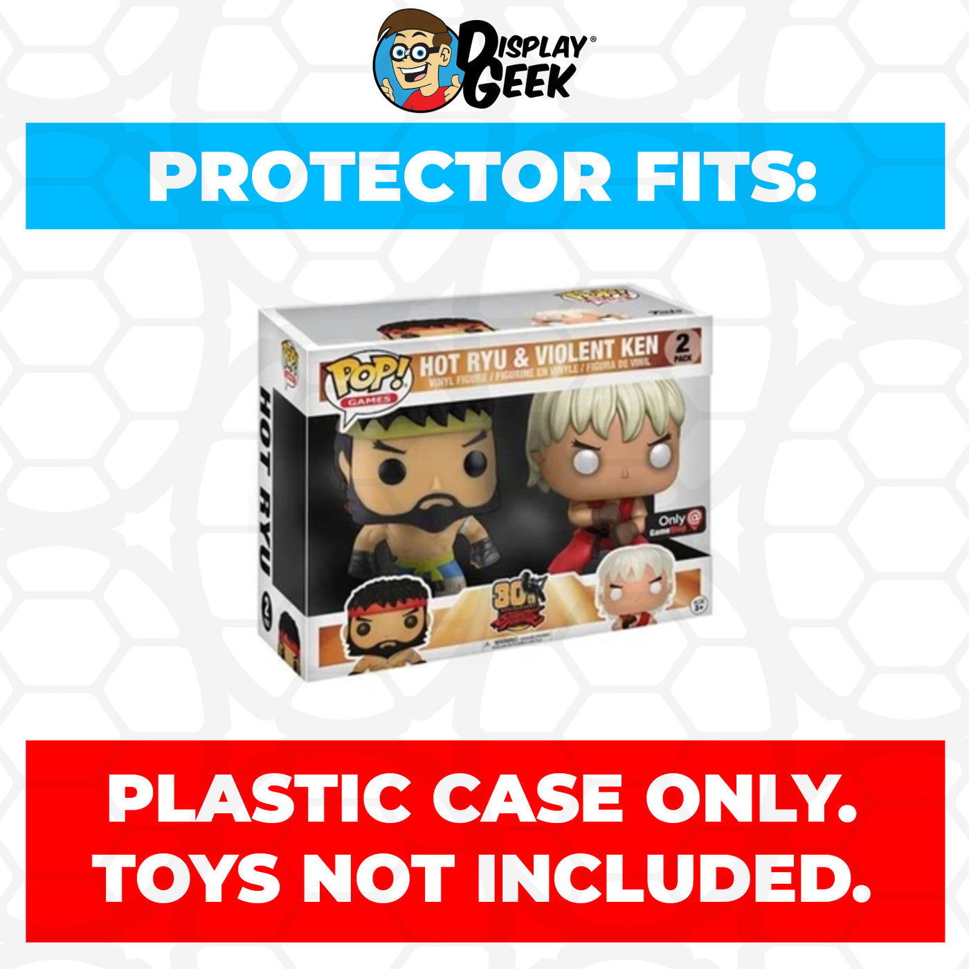 Pop Protector for 2 Pack Hot Ryu & Violent Ken Funko Pop on The Protector Guide App by Display Geek