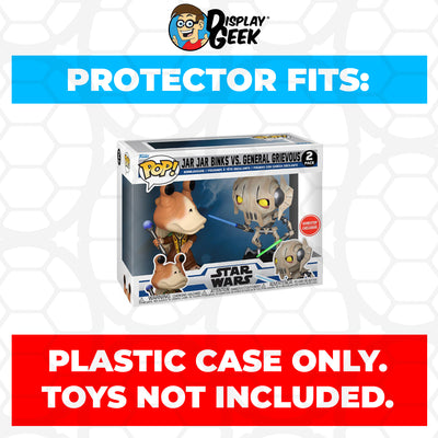 Pop Protector for 2 Pack Star Wars Jar Jar Binks vs General Grievous Funko Pop on The Protector Guide App by Display Geek