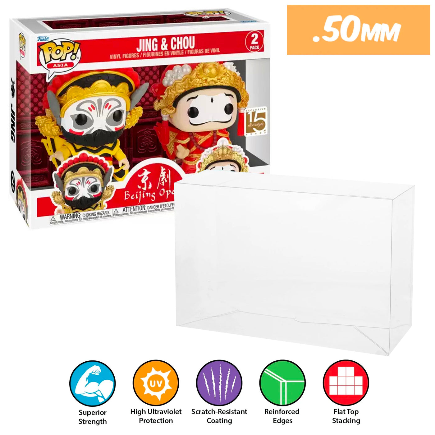 jing chou asia 2 pack best funko pop protectors thick strong uv scratch flat top stack vinyl display geek plastic shield vaulted eco armor fits collect protect display case kollector protector
