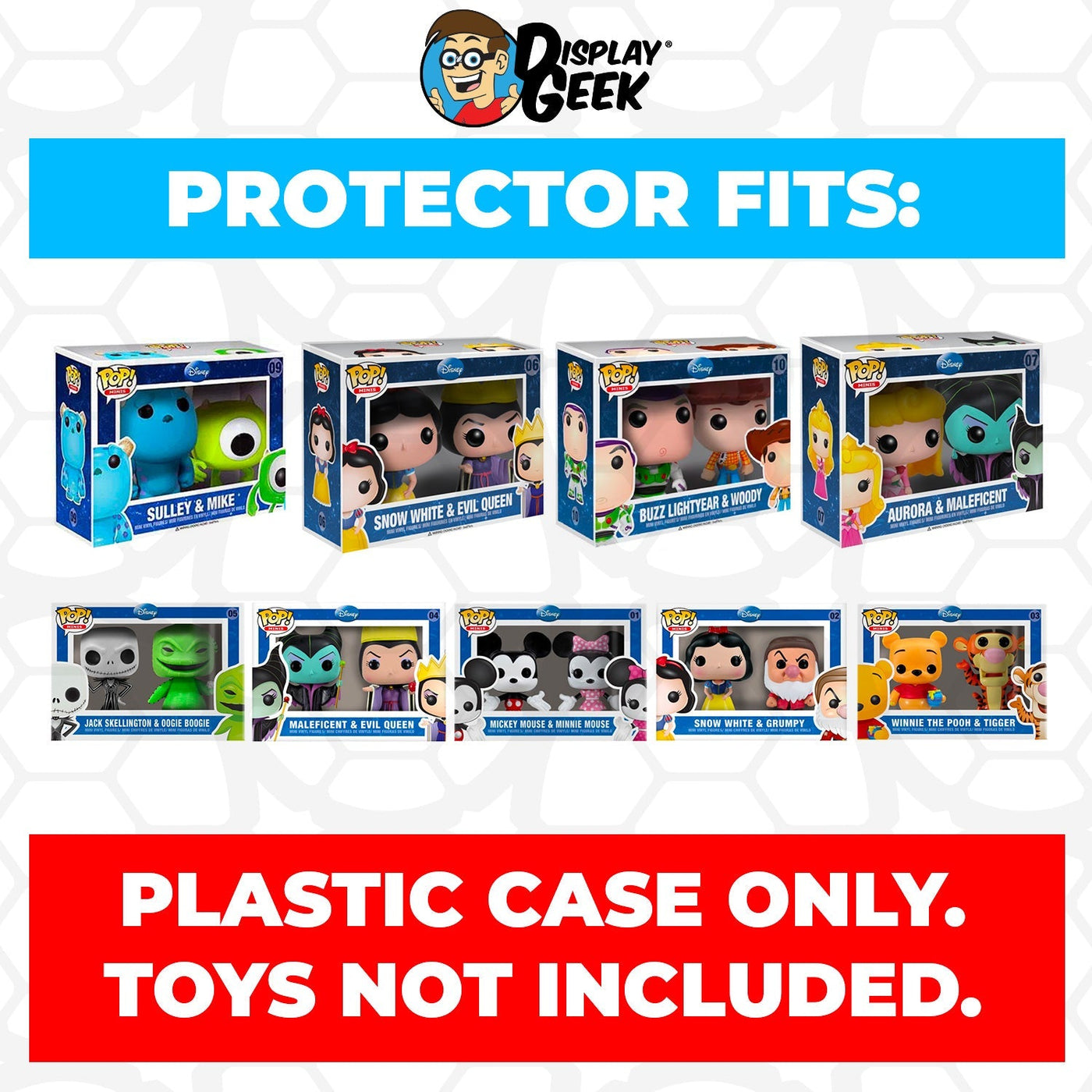 Pop Protector for 2 Pack Mini Buzz Lightyear & Woody #10 Funko Pop on The Protector Guide App by Display Geek