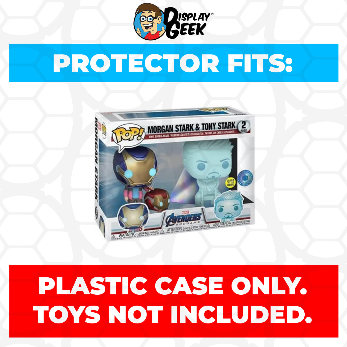 Pop Protector for 2 Pack Morgan Stark & Tony Stark Glow Funko Pop on The Protector Guide App by Display Geek