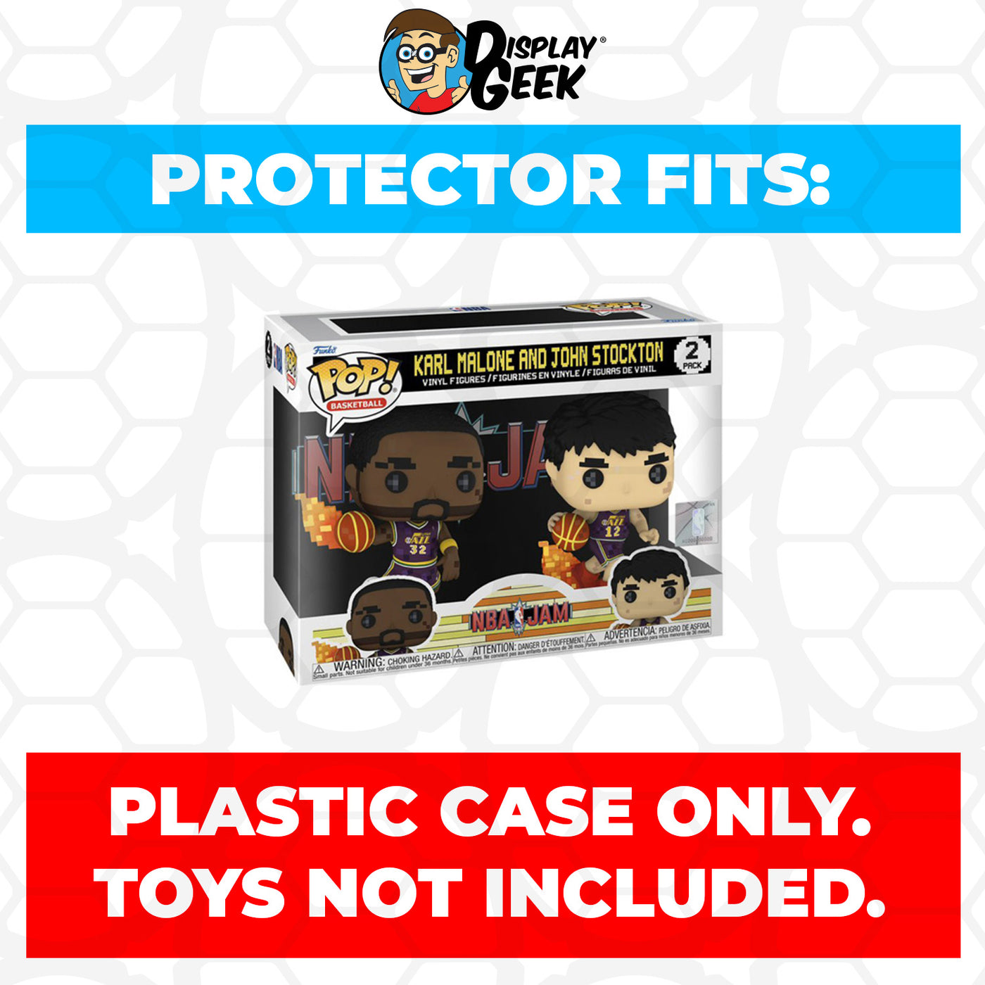 Pop Protector for 2 Pack NBA Jam 8-Bit Karl Malone and John Stockton Funko Pop on The Protector Guide App by Display Geek