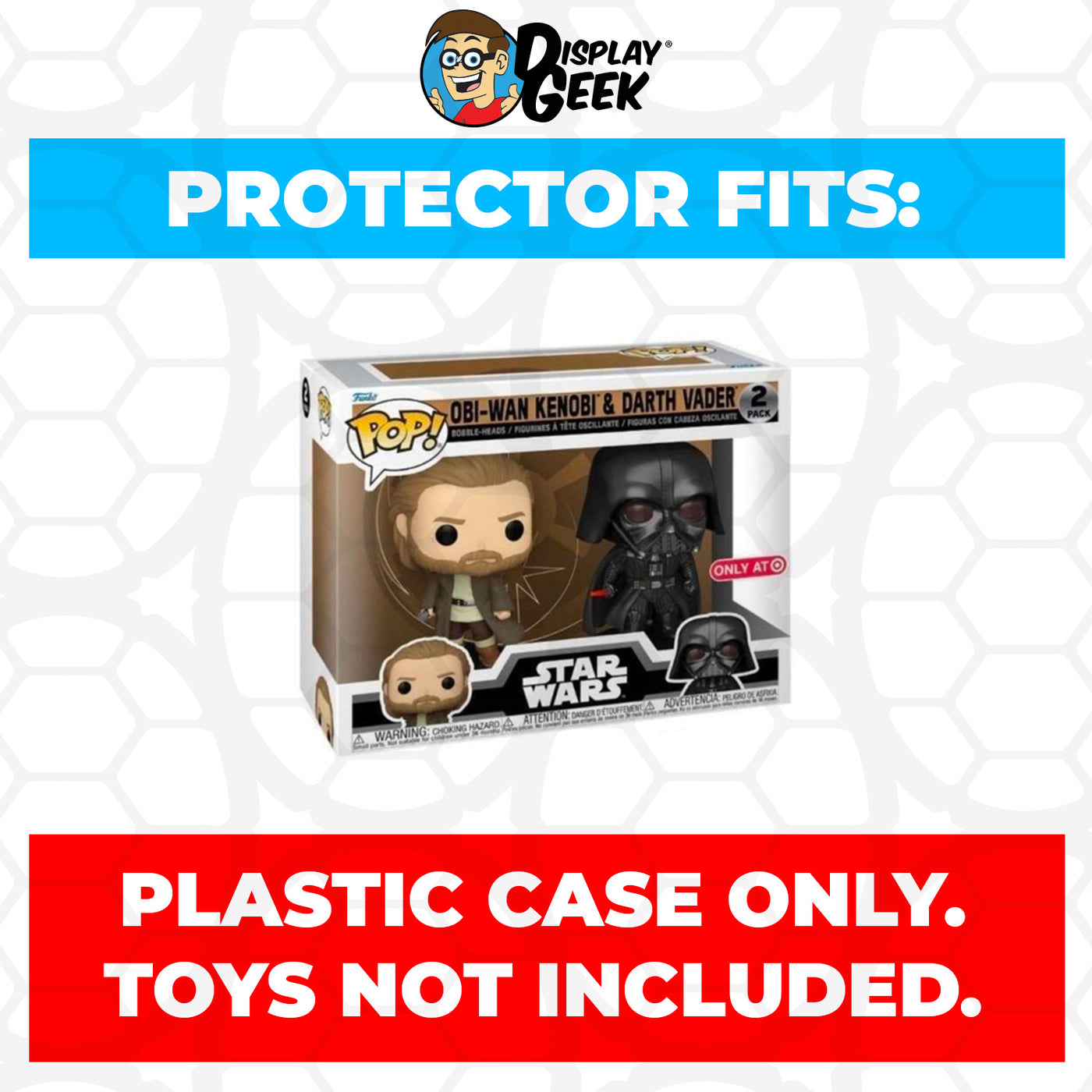 Pop Protector for 2 Pack Obi-Wan Kenobi & Darth Vader Funko Pop on The Protector Guide App by Display Geek