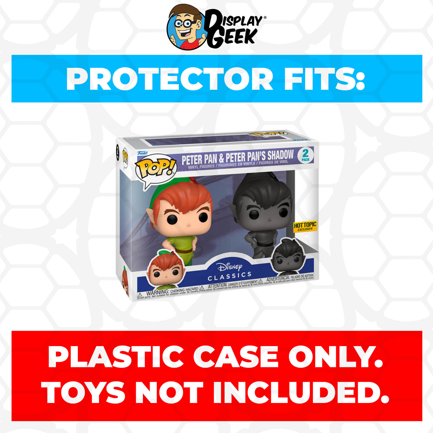 Pop Protector for 2 Pack Peter Pan & Peter Pan's Shadow Funko Pop on The Protector Guide App by Display Geek