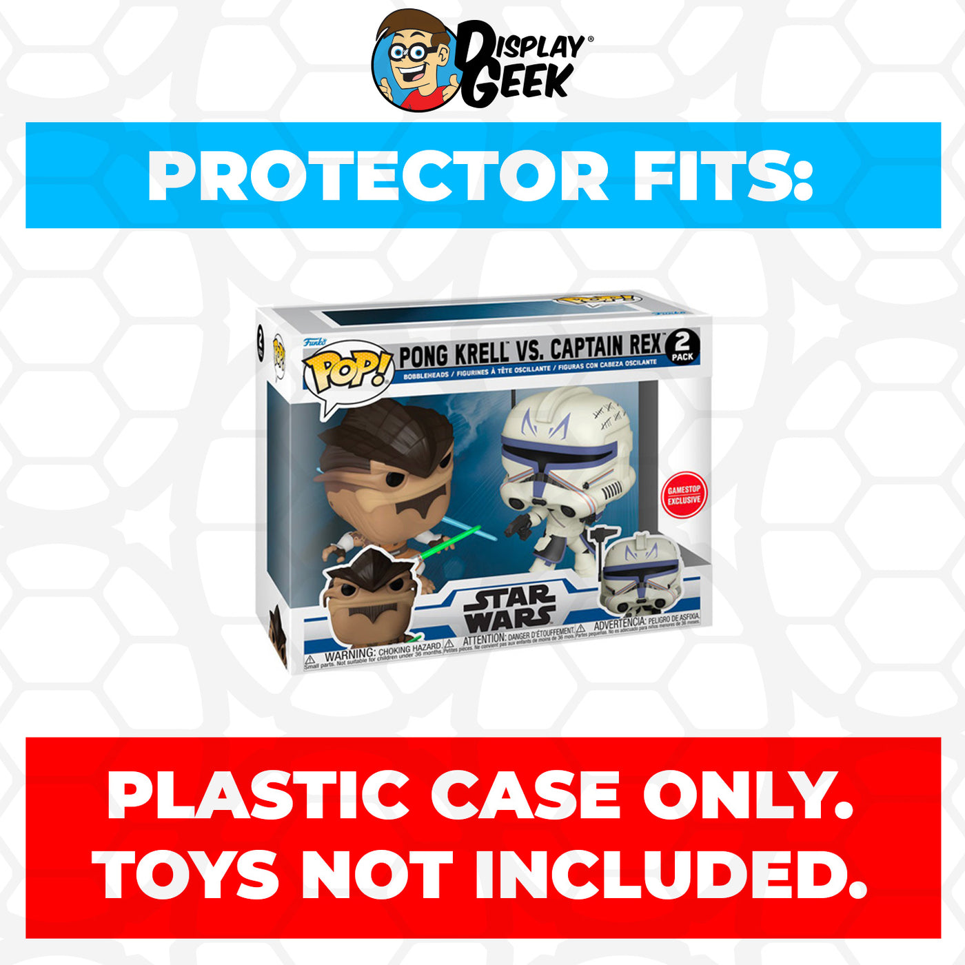 Pop Protector for 2 Pack Pong Krell vs Captain Rex Funko Pop on The Protector Guide App by Display Geek