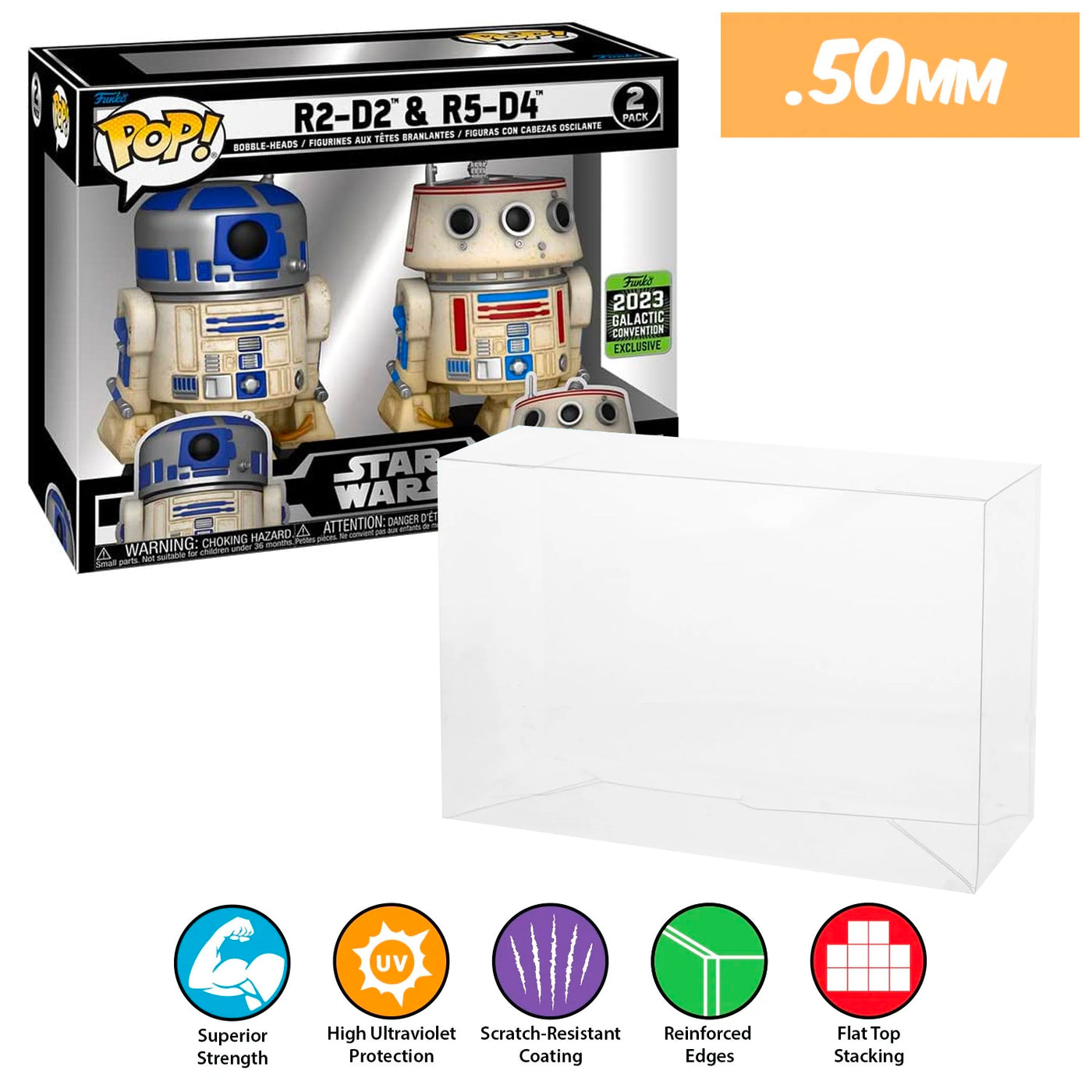 2 PACK Pop Protectors for Funko (50mm thick, UV & Scratch