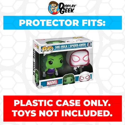 Pop Protector for 2 Pack She-Hulk & Spider-Gwen Funko Pop on The Protector Guide App by Display Geek