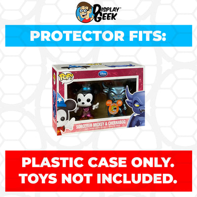 Pop Protector for 2 Pack Sorcerer Mickey & Chernabog Metallic SDCC Funko Pop on The Protector Guide App by Display Geek