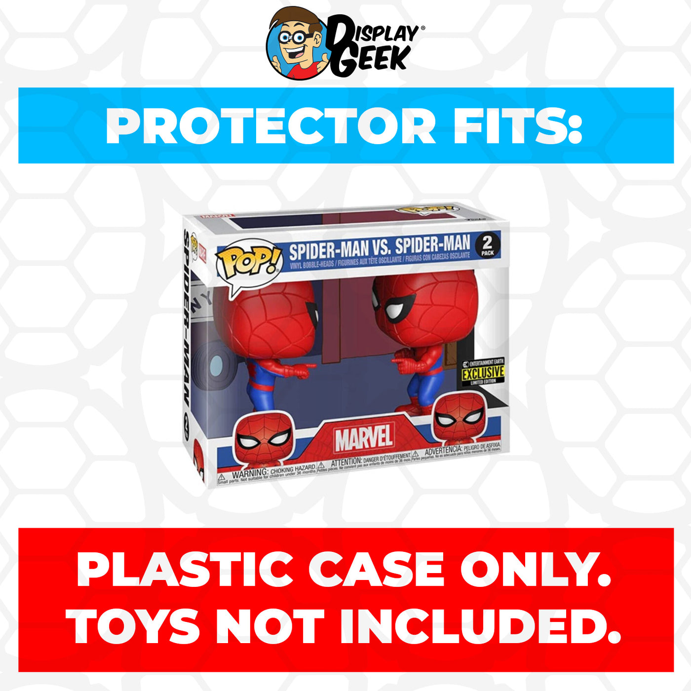 Pop Protector for 2 Pack Spider-Man vs Spider-Man Imposter Funko Pop on The Protector Guide App by Display Geek