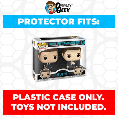 Pop Protector for 2 Pack Suits Harvey Specter & Michael Ross Funko Pop on The Protector Guide App by Display Geek